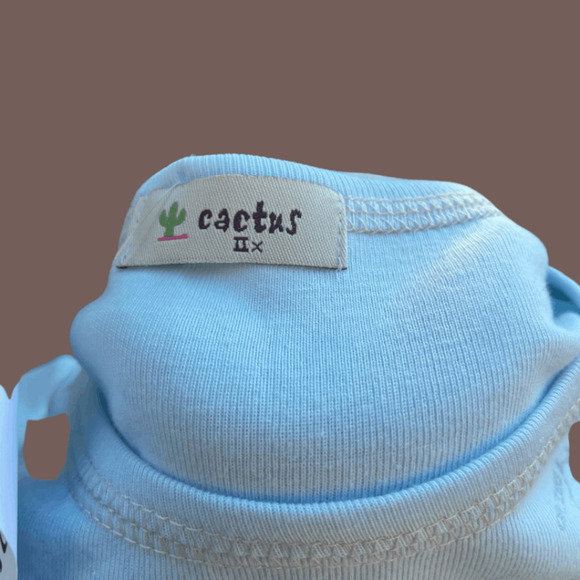 Cactus Rome Print Top | Blue Scoop Neck | Size 2X | Vintage NWT - Picture 3 of 5